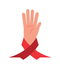 aids day hands with ribbon illustration