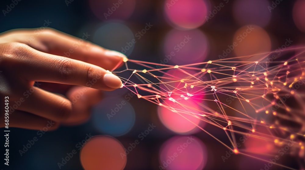 Poster artificial intelligence revolution futuristic data visualization and control by single person