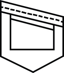 Pocket Icon. Men and women shirt, jean pocket. Casual garment. Black Line simple of clothing category in store, casual unisex style editable stock. Contour isolated Vector on transparent background.