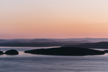Sunset from Eagle Cliff on Cypress Island in the San Juan Islands in Northwest Washington