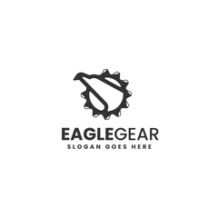 Vector Logo Illustration Eagle Gear Simple Mascot Style