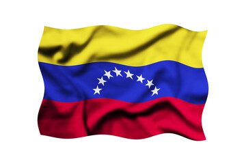 Waving the flag of Venezuela isolated on transparent, 3d rendering. Clipping path included