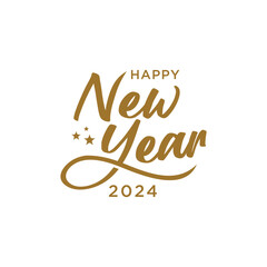 Happy New Year text for greeting card. Vector holiday design on white background