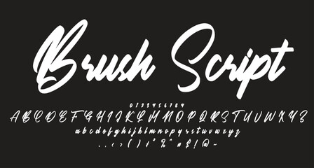 brush script font Best Alphabet Alphabet Brush Script Logotype Font lettering handwritten - obrazy, fototapety, plakaty