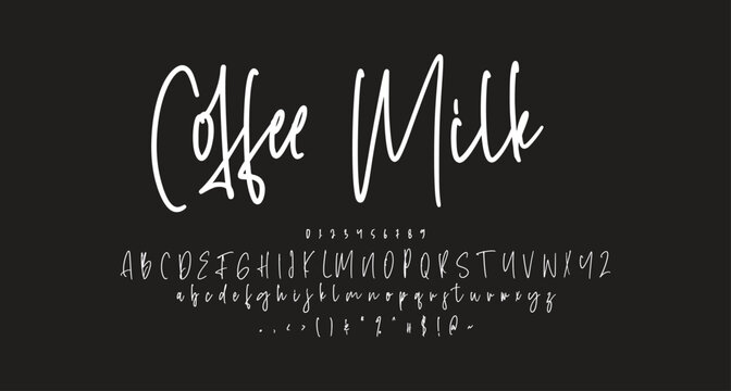 coffee Milk font Best Alphabet Alphabet Brush Script Logotype Font lettering handwritten
