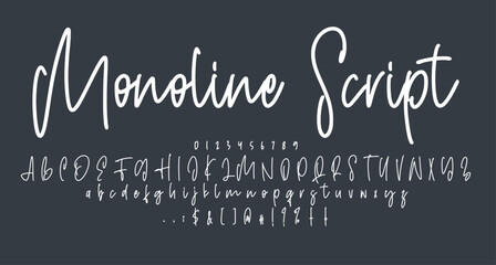 monoline sign script handwritten font Best Alphabet Alphabet Brush Script Logotype Font lettering handwritten - obrazy, fototapety, plakaty