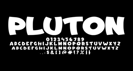 Pluton Comic Display font Best Alphabet Alphabet Brush Script Logotype Font lettering handwritten - obrazy, fototapety, plakaty
