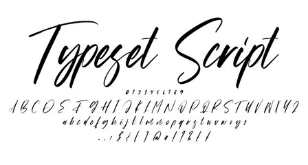Typeset slanted Script handwritten font Best Alphabet Alphabet Brush Script Logotype Font lettering handwritten