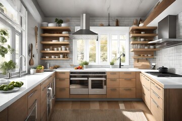 a small-space kitchen optimized for efficiency, utilizing smart storage solutions and...