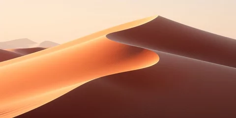 Fotobehang Sweeping vista of desert dunes under a brilliant azure sky, showcasing the vast, undulating sands. © Kishore Newton