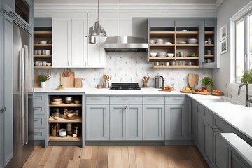 small-space kitchen optimized for efficiency, utilizing smart storage solutions and multifunctional...