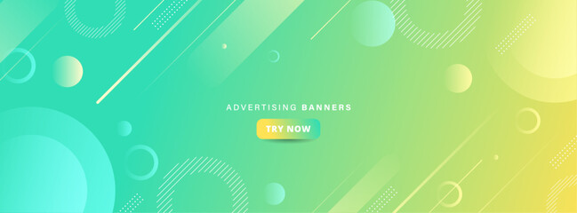 Modern banner background. Geometric memphis. Green and yellow gradation . abstract . vector illustration