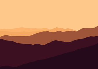 Landscape mountains panorama, vector illustration.