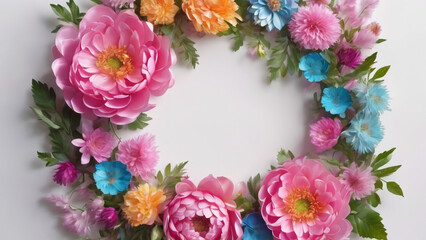 round aster peony buttercup flower wreath