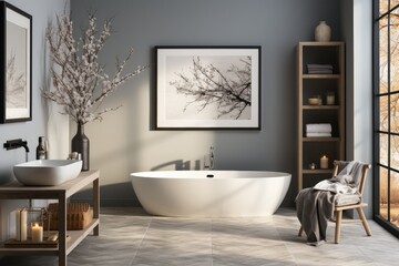 Fototapeta na wymiar modern bathroom interior with bathtub