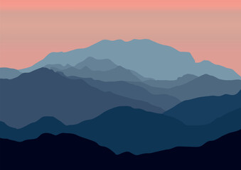 Landscape mountains panorama, vector illustration.