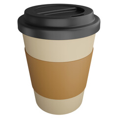 Coffee paper cup clipart flat design icon isolated on transparent background, 3D render food and beverage concept