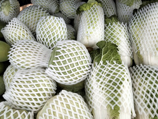 fesh vegatable in foam net for sell in supermarket