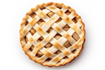 Apple Pie Isolated On White, Top View