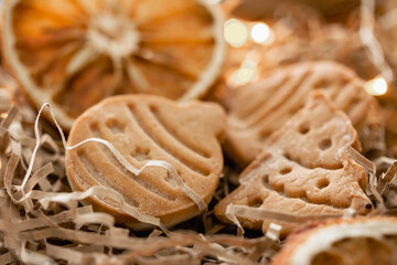 Freshly baked Christmas cookies. Festive food, family culinary, Christmas and New Year traditions concept