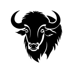 bison head isolated on white