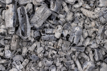 ashes and coals in the fire while cooking food