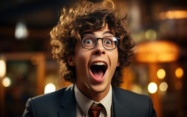 Funny and ridiculous singer singing a song with awkward expressions