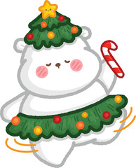 a vector of a hand drawn christmas polar bear theme