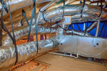 New home gas heating HVAC system is being installed