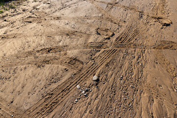 landslides on a country road after heavy rains and rains in summer