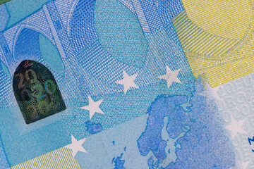 euro banknotes of the European Union close-up