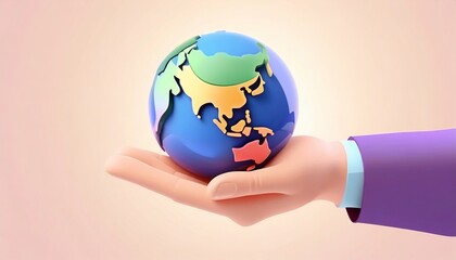 手のひらの上の地球　イラスト