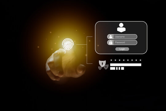 Man type to access account on website by input username and password. cybersecurity online, internet security, user data protection and privacy.