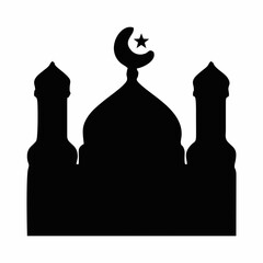 black silhouette of the mosque building