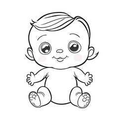 Black and white lines, cute little children