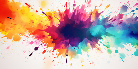 A Chaotic Dance of Color: Embracing the Dynamic Energy of Rainbow-Coloured Paint Splashes in an Abstract Realm, A Symphony of Hues: Unleashing  Vibrancy of Rainbow Colors in an Abstract  Generative AI