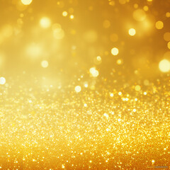 Yellow, golden glitter sparkling background with bokeh