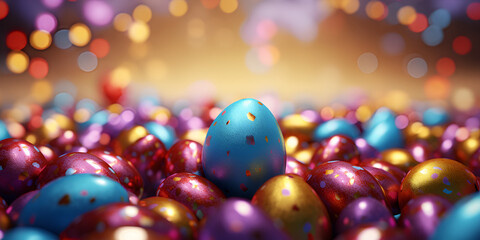 Obraz na płótnie Canvas Easter Egg,Easter Delight Festive Eggs in a Joyful Display of Colors