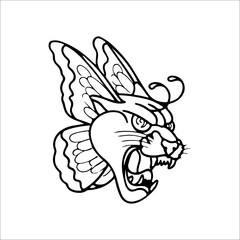 vector illustration of tiger head with butterfly wings