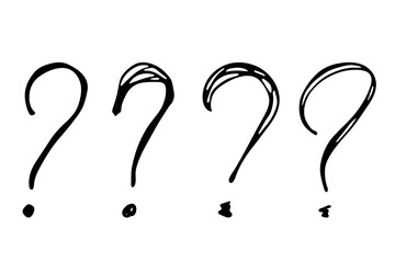 Hand drawn ink question mark illustration in sketch style. Elements for design