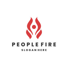 people fire logo template vector illustration design
