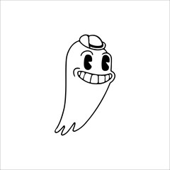 vector illustration of a ghost character using a hat