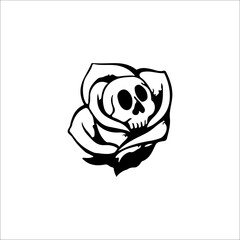 vector illustration of rose with skull