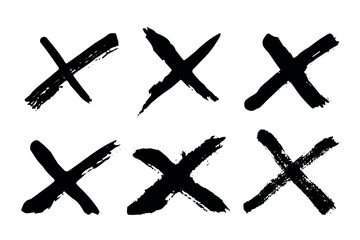 Hand drawn cross mark doodle set. Marker wrong sign clipart. Ink scribble checkbox. Single element