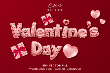 Naklejka premium Valentine's day pink editable vector text effect