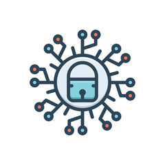 Color illustration icon for cyber security 