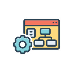 Color illustration icon for frame work 