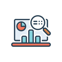 Color illustration icon for data theorizing 