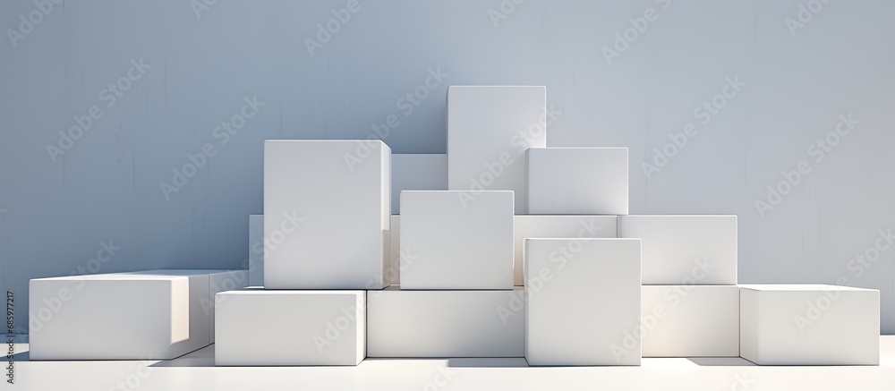 Poster minimal modern product presentation with abstract white cobblestone blocks in a 3d rendered backgrou