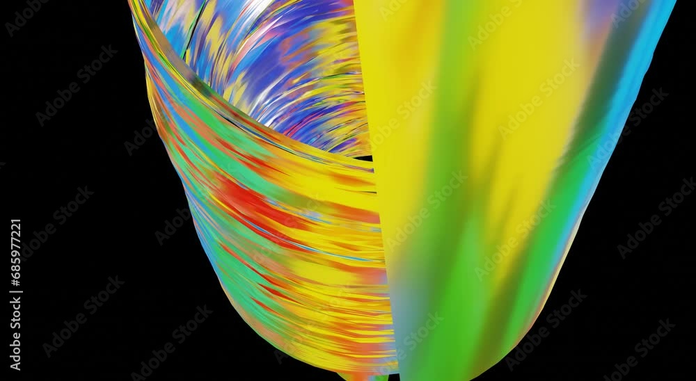 Poster a rainbow abstract figure writhes on a black background. looping rainbow abstract animated backgroun